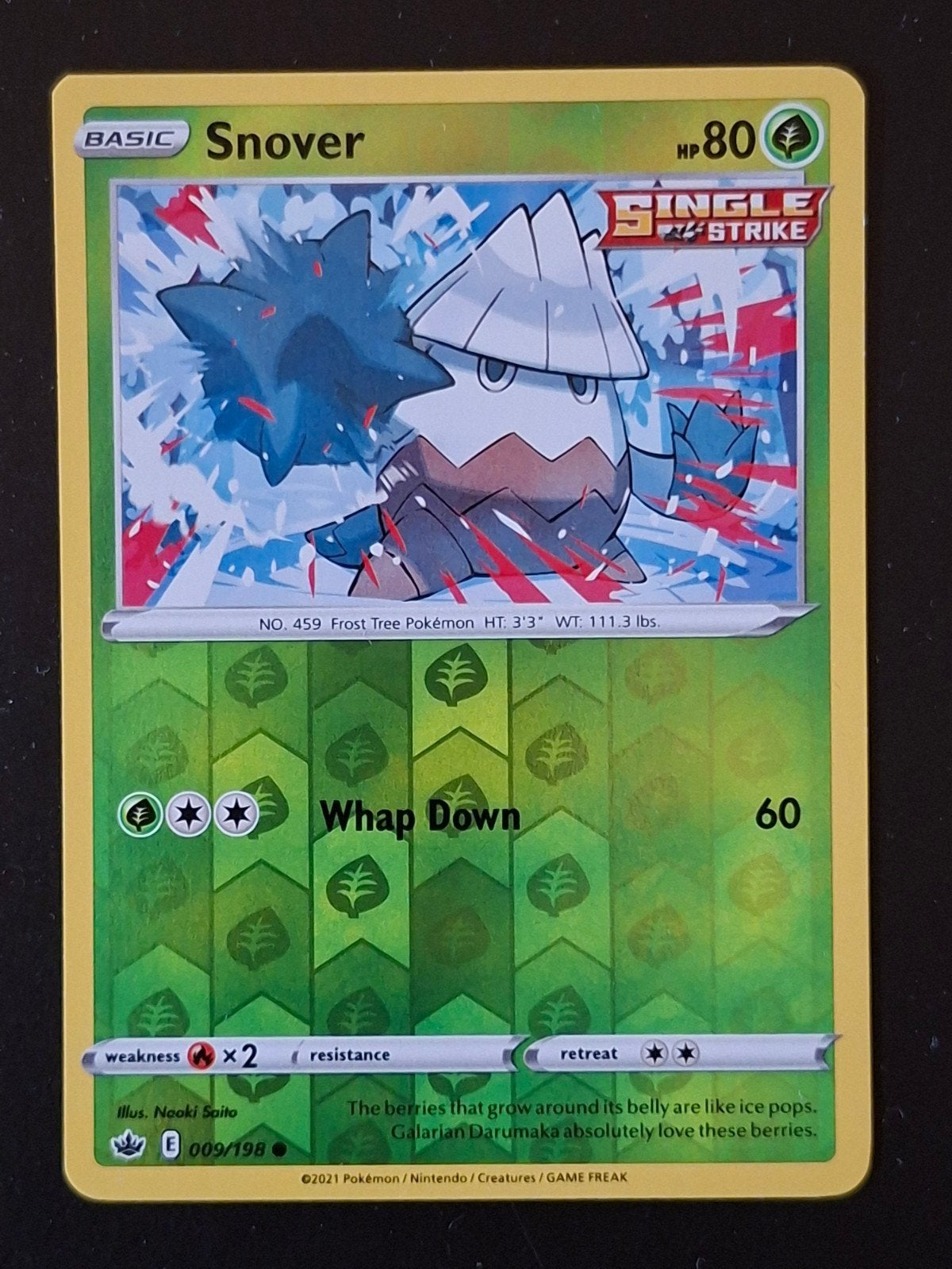Snover Reverse Holo 009/198 Chilling Reign Pokémon Kaart, Hobby en Vrije tijd, Ophalen of Verzenden, Zo goed als nieuw, Losse kaart
