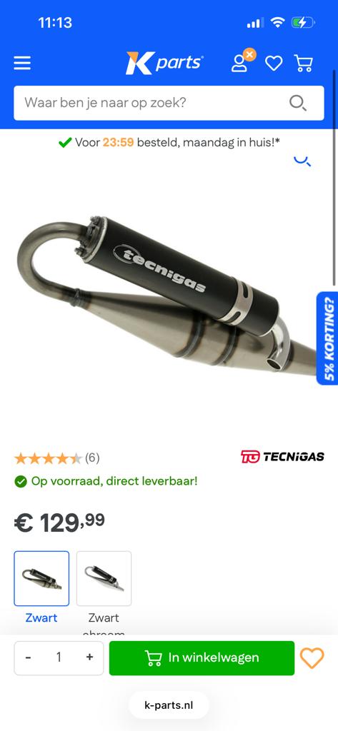 Tecnigas Uitlaat - Zwart, Ophalen, Gebruikt, Universele onderdelen