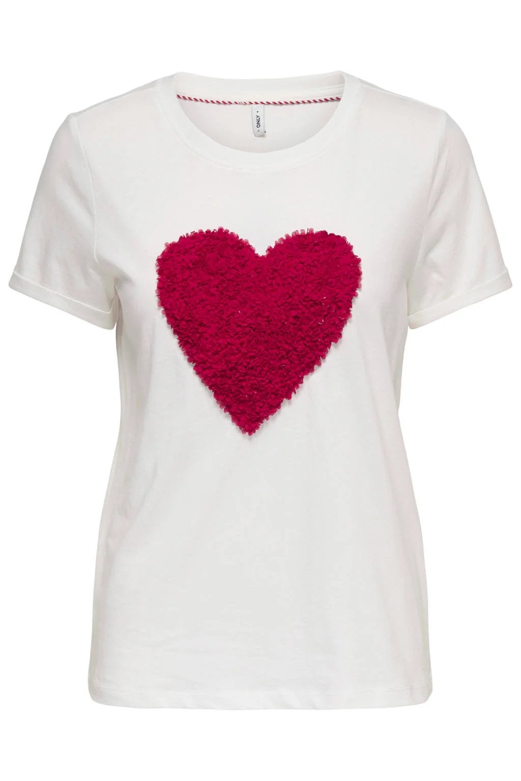 Only T-shirt met rood hart - Maat XS, Ophalen of Verzenden, Maat 34 (XS) of kleiner, Wit, Korte mouw