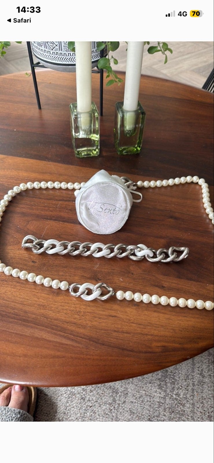 Ti Sento Armband en Ketting Set - Zilver met Wit, Ophalen of Verzenden, Zo goed als nieuw, Wit, Zilver