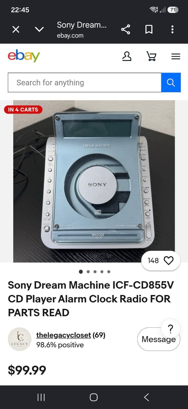 GEZOCHT sony dream machine cd speler, Ophalen of Verzenden, Sony