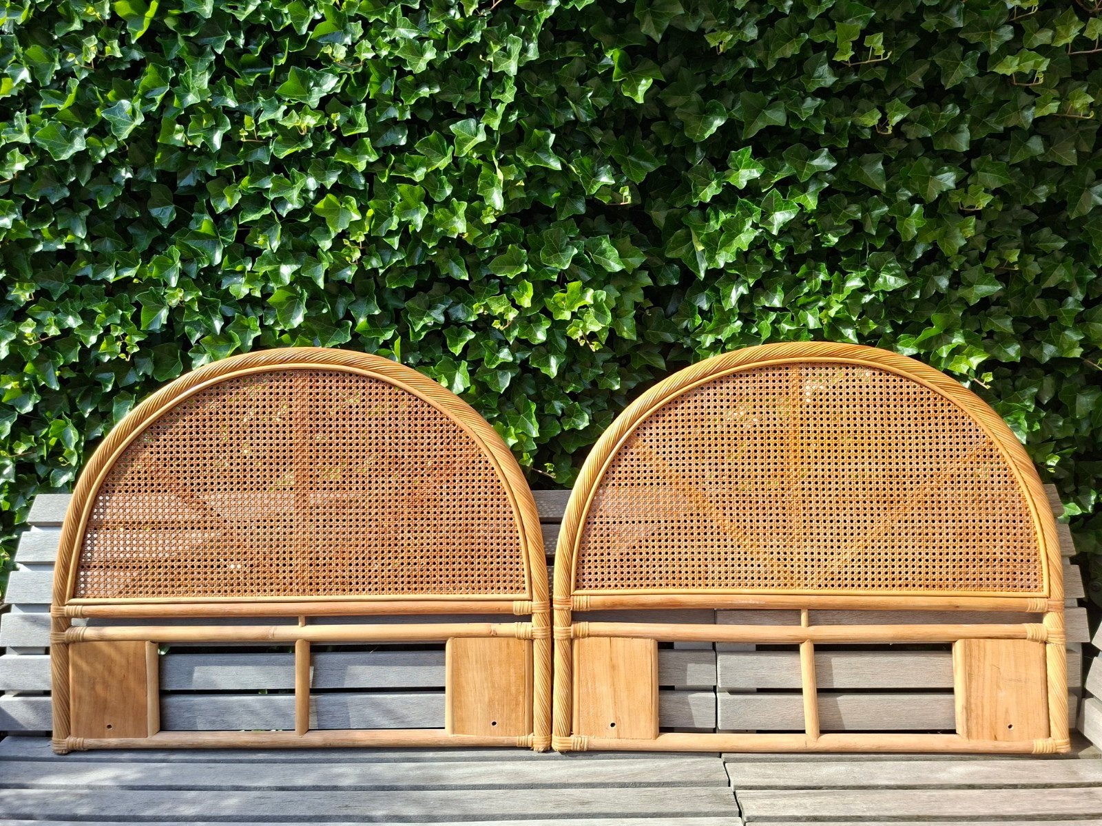 Rotan hoofdeinde/ hoofdbord 2x, Huis en Inrichting, Ophalen, Eenpersoons, Zo goed als nieuw, 80 cm