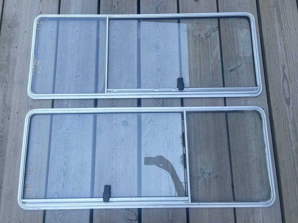 2 x VW T3 Schuifraam blank glas (L + R) origineel, Ophalen, Gebruikt