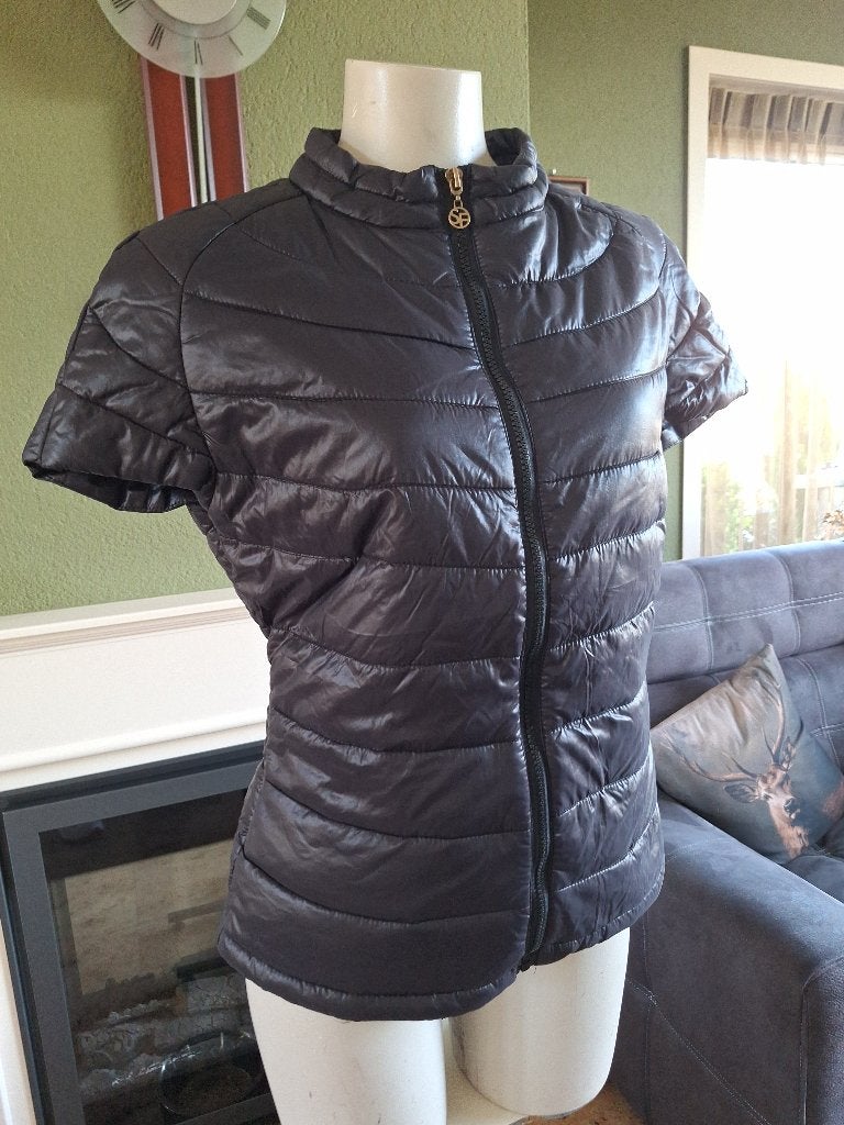 Sandro ferrone tussen lente jas korte mouw zwart grijs XL L, Verzenden, Zwart, Zo goed als nieuw, Maat 46/48 (XL) of groter
