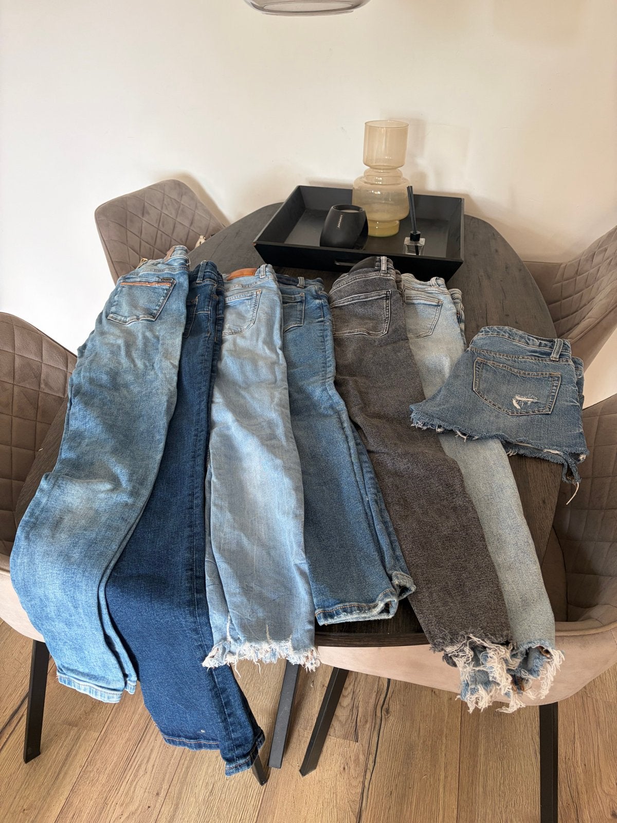 Diverse spijkerbroeken en spijkershorts - Maat 25/26, Kleding | Dames, Ophalen, Gedragen, Blauw, Overige jeansmaten