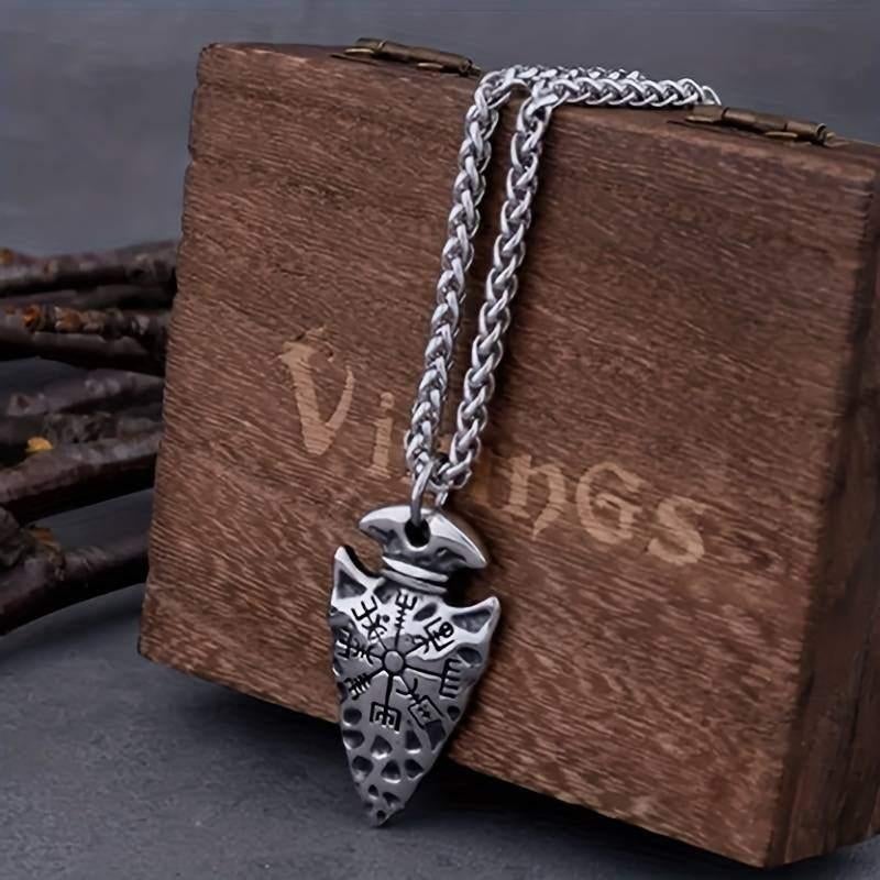 Viking Vegvisir Rune speer hanger, Noorse mythologie sieraad, Overige materialen, Nieuw, Ophalen of Verzenden, Kruis of Symbool