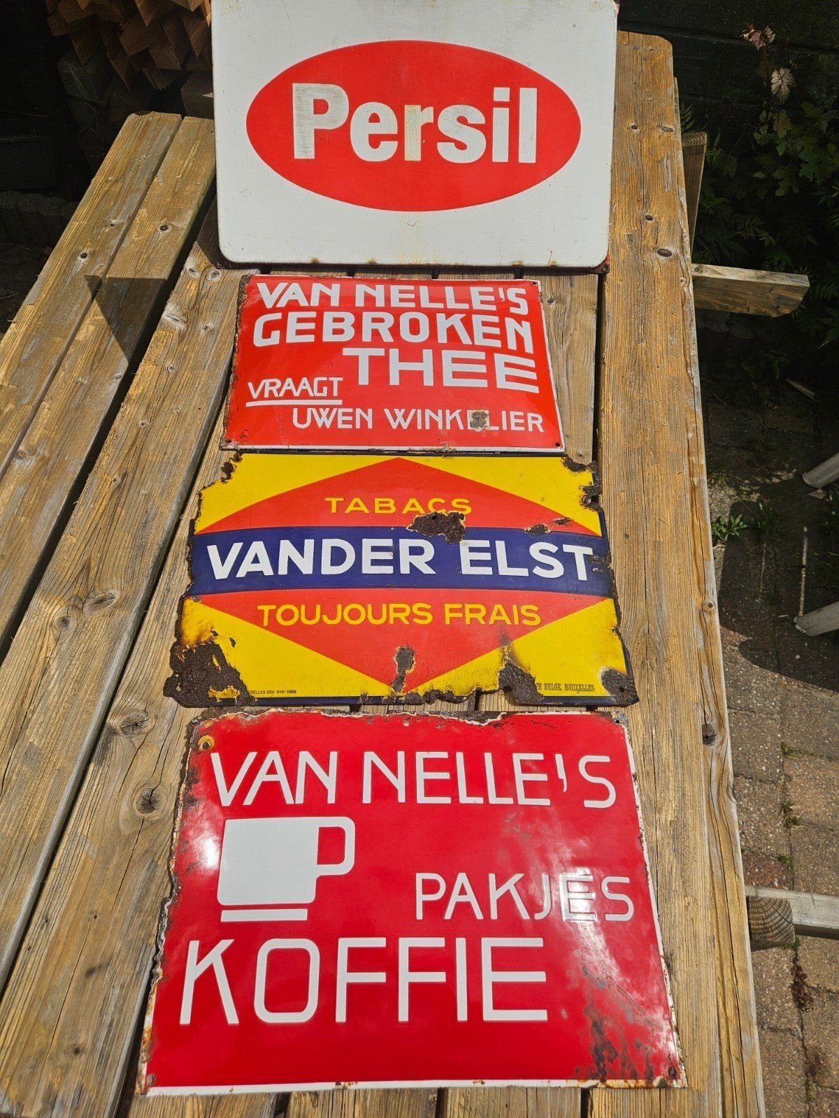Emaillebord Van Nelle, Persil, Van der Elst, Ophalen of Verzenden