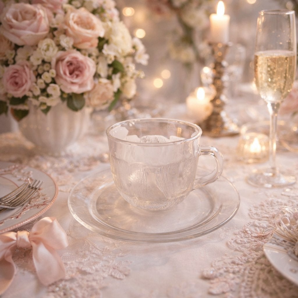 vintage arcoroc  fleur glazen kop en schotel, Ophalen of Verzenden