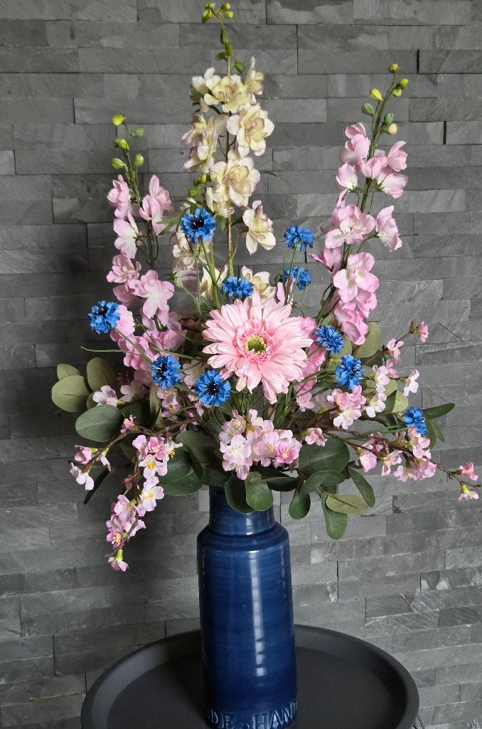 Luxe kunstbloemenboeket in designvaas – 90 cm, Binnen, 90 cm, Nieuw, Ophalen of Verzenden