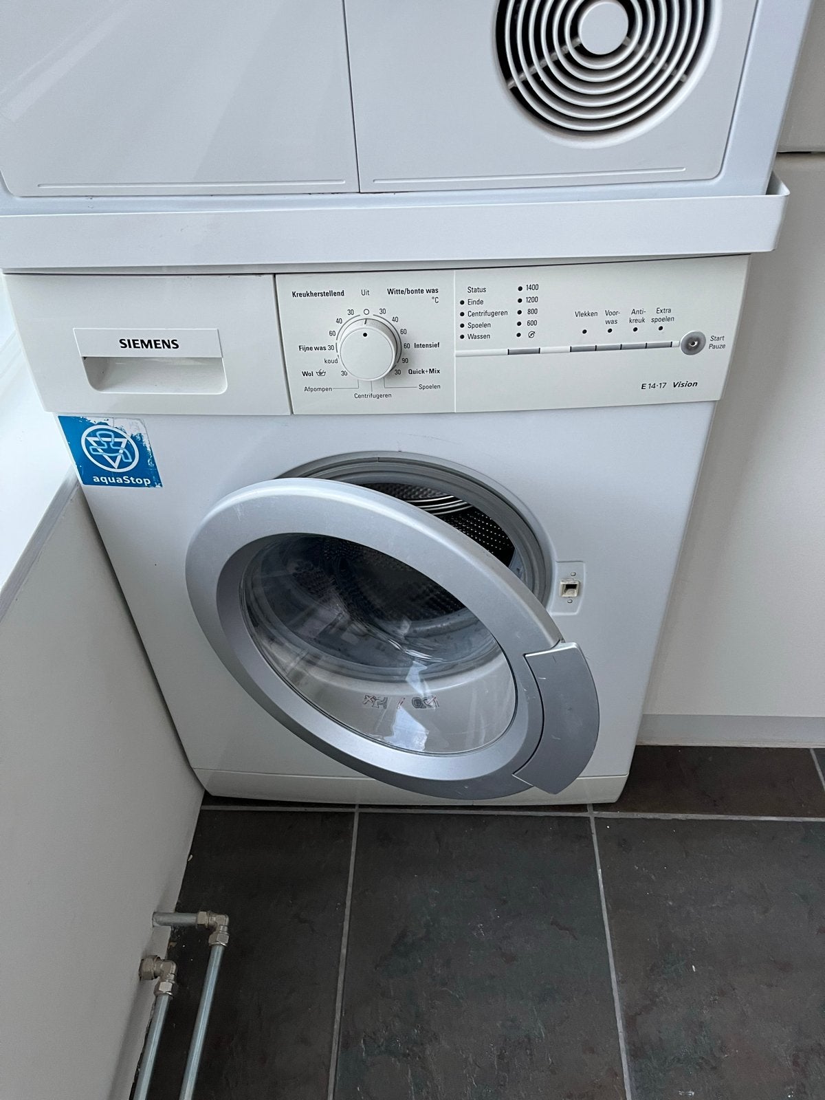 Siemens wasmachine en droger set (E14.17 Vision & WT43100), 6 tot 8 kg, Ophalen, Gebruikt, 85 tot 90 cm
