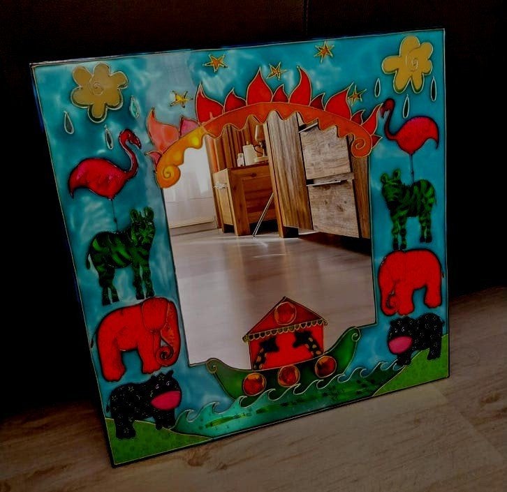 Wandspiegel met hand beschilderd, Ophalen