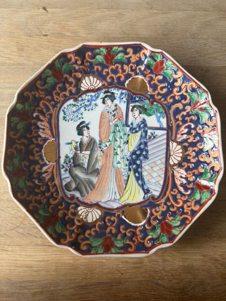 Antiek Japans Imari bord, handbeschilderd, 22cm, Ophalen of Verzenden