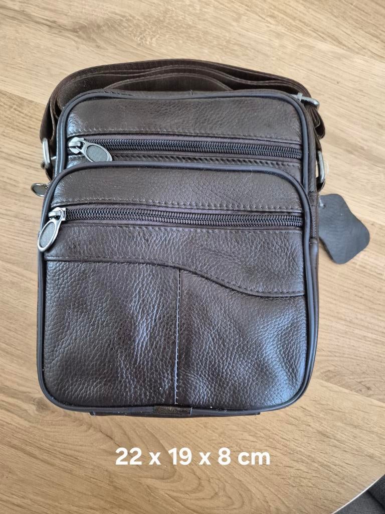 Nieuw * leren tasje * bruin * 22x19x8 cm, Sieraden, Tassen en Uiterlijk, Tassen | Schoudertassen, Overige merken, Bruin, Nieuw