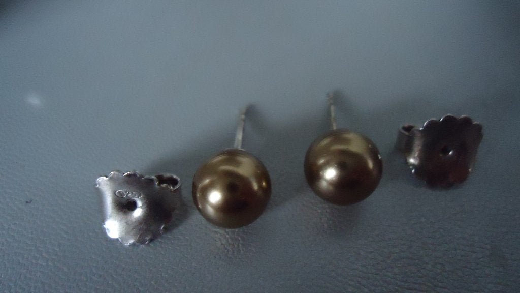 Nieuw zilveren Ti Sento met brons/goud parel oorbellen, Nieuw, Ophalen of Verzenden, Knopjes of Stekers, Goud