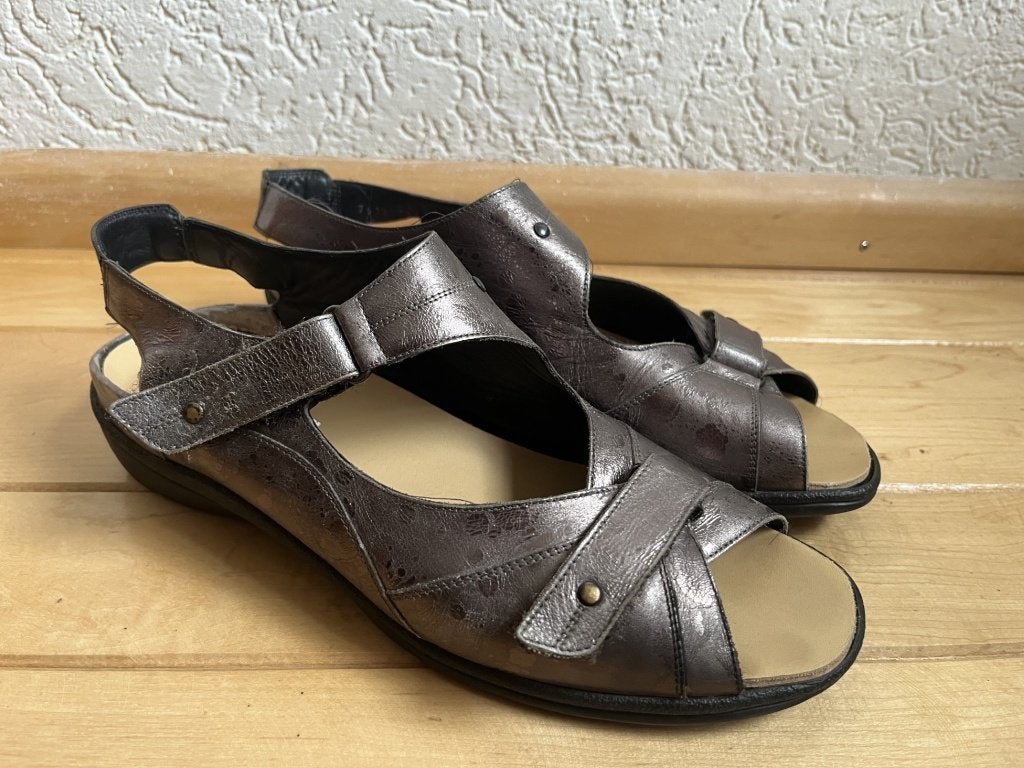 Durea sandalen maat 41 wijdte G zilver metallic klittenband, Durea, Verzenden, Sandalen of Muiltjes, Grijs