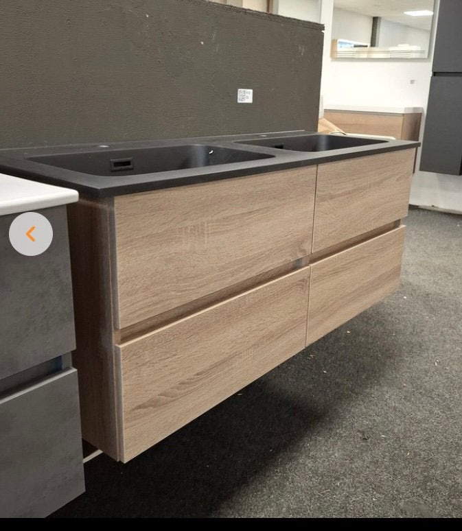 HR Badmeubelen, Lorencio, grijs eiken 120 cm x 46 cm, Huis en Inrichting, Badkamer | Badkamermeubels, Ophalen, 100 tot 150 cm
