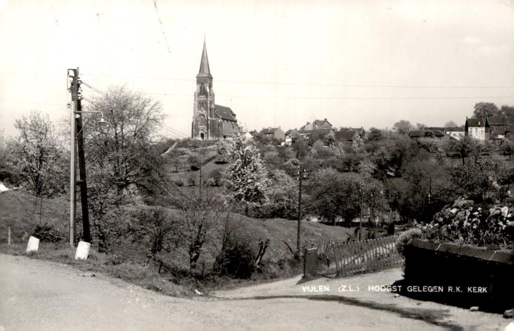 Vijlen Hoogst gelegen RK Kerk # 578, Verzenden, 1940 tot 1960, Gelopen, Limburg