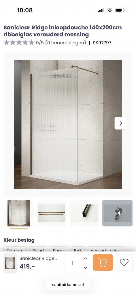 Douchewand, Ophalen, 100 tot 150 cm, 200 cm of meer, Overige typen