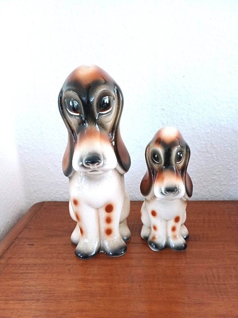 2 honden beeldjes, vader en zoon, Jema, Maastricht, beagle, Antiek en Kunst, Ophalen of Verzenden