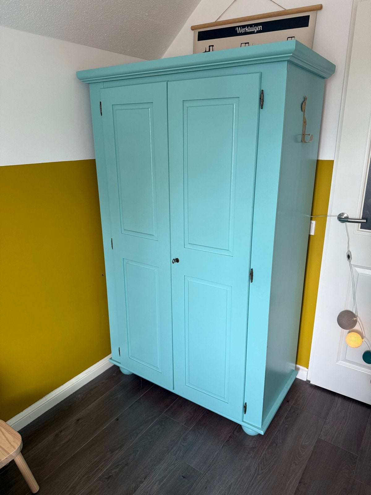 Vintage Kledingkast Turquoise - 110x58x178cm, Huis en Inrichting, Kasten | Kledingkasten, Ophalen, Gebruikt, 100 tot 150 cm, 150 tot 200 cm