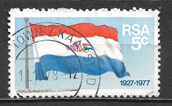 Rep Zuid Afrika 1977 Nationale vlag, Ophalen of Verzenden, Zuid-Afrika, Gestempeld