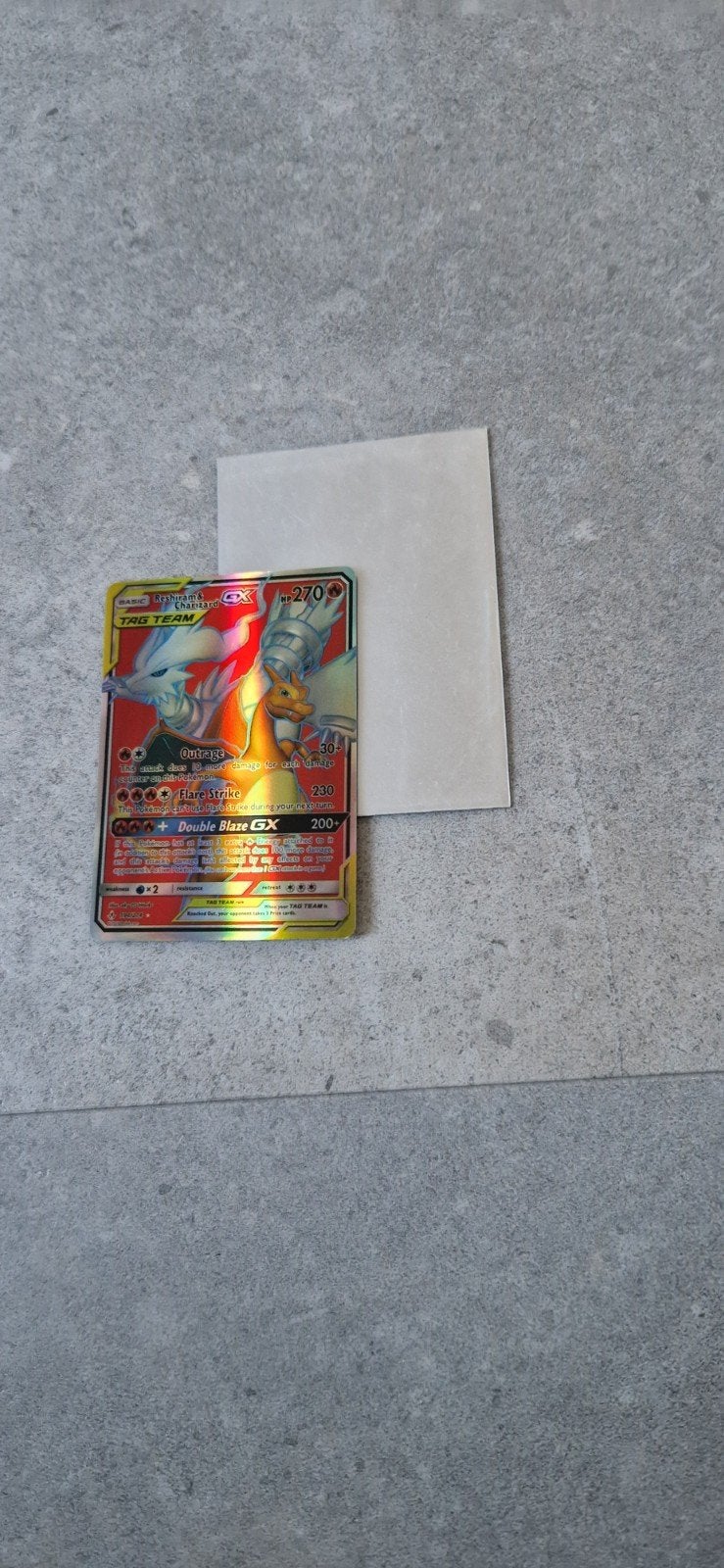 Reshiram & Charizard GX TAG TEAM Pokemon kaart, Hobby en Vrije tijd, Verzenden, Zo goed als nieuw, Losse kaart, Foil
