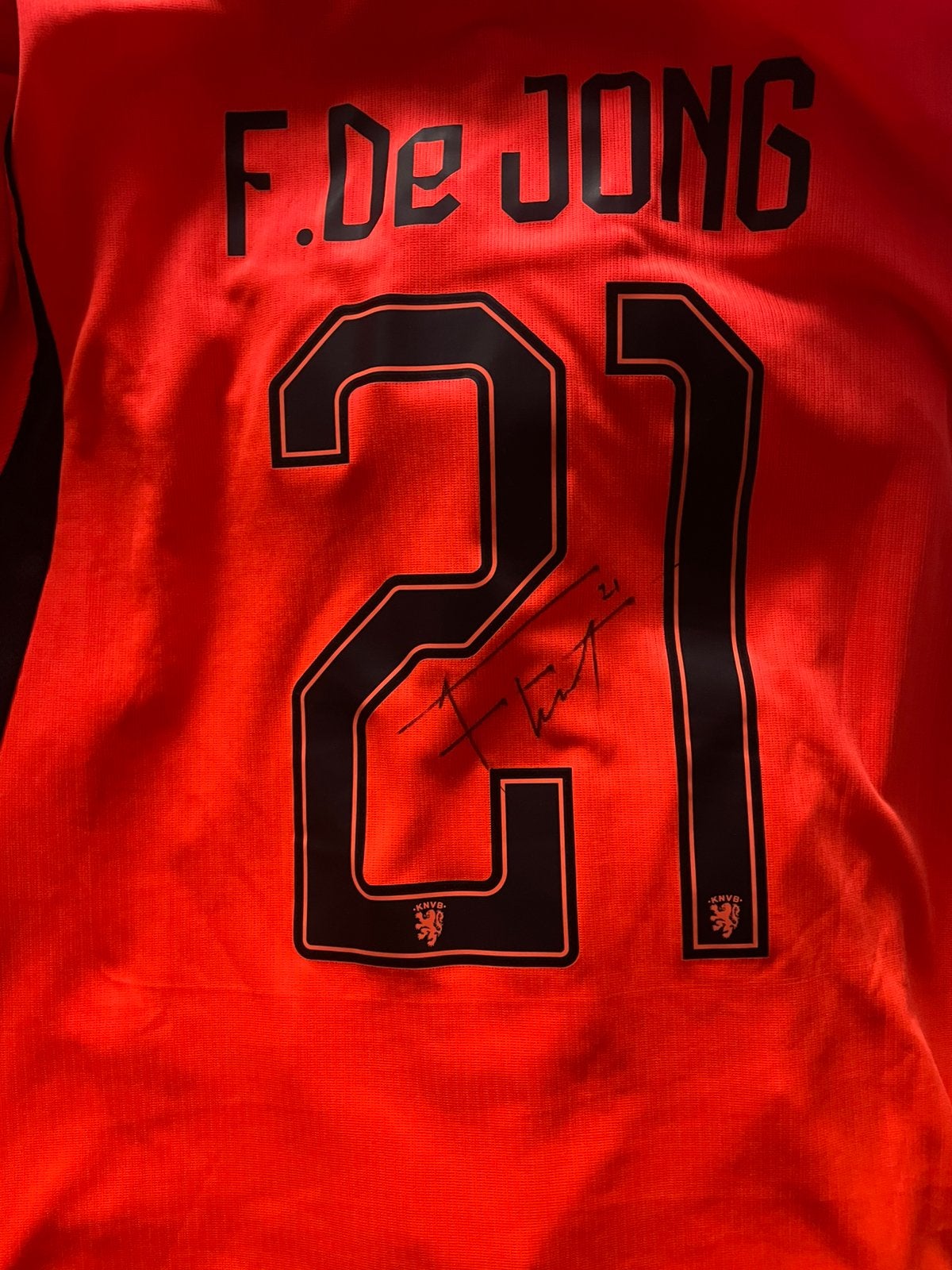 Frenkie de jong gesigneerd voetbal shirt oranje, Ophalen of Verzenden, Zo goed als nieuw, Buitenlandse clubs, Shirt