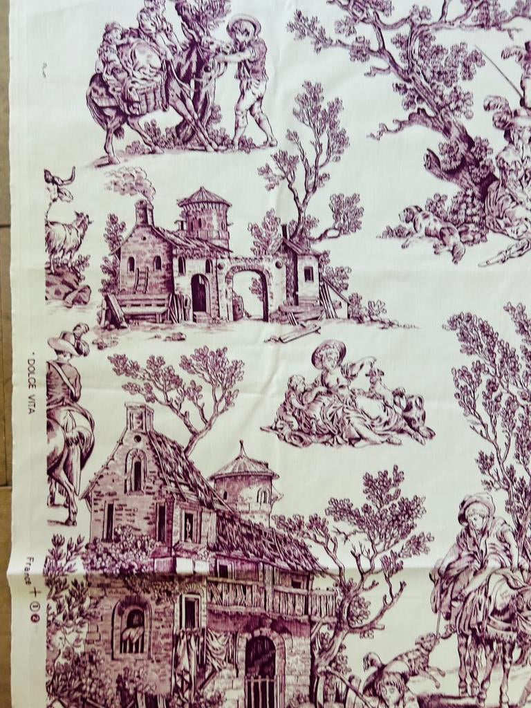 Toile de Jouy Dolce Vita paarse stof 265x51 cm lap new, Ophalen, Paars, Nieuw, 30 tot 120 cm