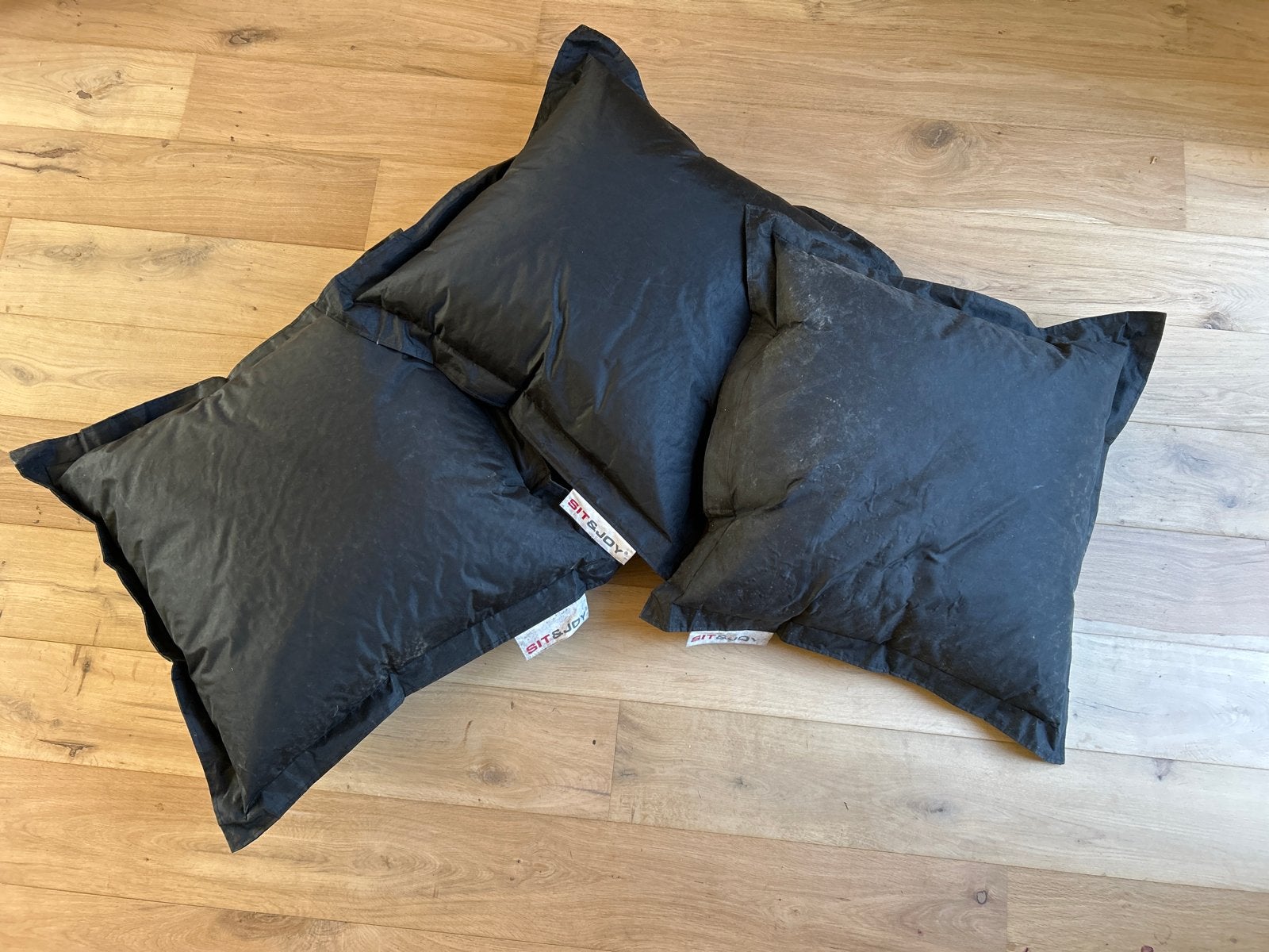 Set van 3 zwarte kussens van Sit & Joy 80x80cm, Ophalen, Gebruikt, Zwart, Vierkant