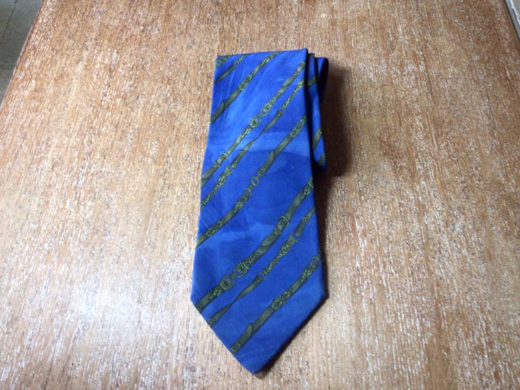 Vintage stropdas, riemen en gespen, blauw, 100% zijde., Ophalen of Verzenden, Zo goed als nieuw, Blauw