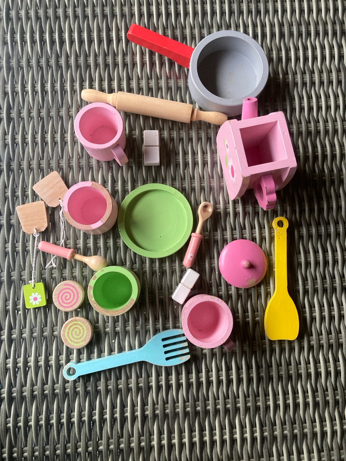 Houten speelgoed keukenset voor kinderen, Ophalen of Verzenden, Gebruikt, Overige typen