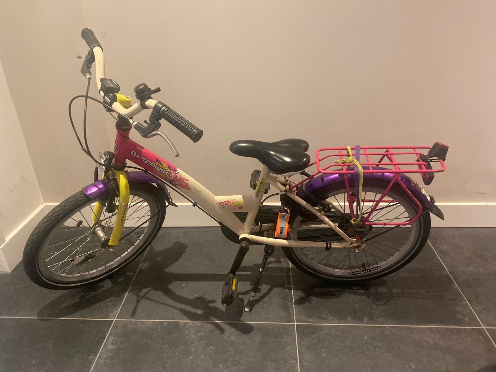 Alpina Girlpower kinderfiets 20 inch, Fietsen en Brommers, Fietsen | Meisjes, Ophalen, Gebruikt, Velgrem, Handrem