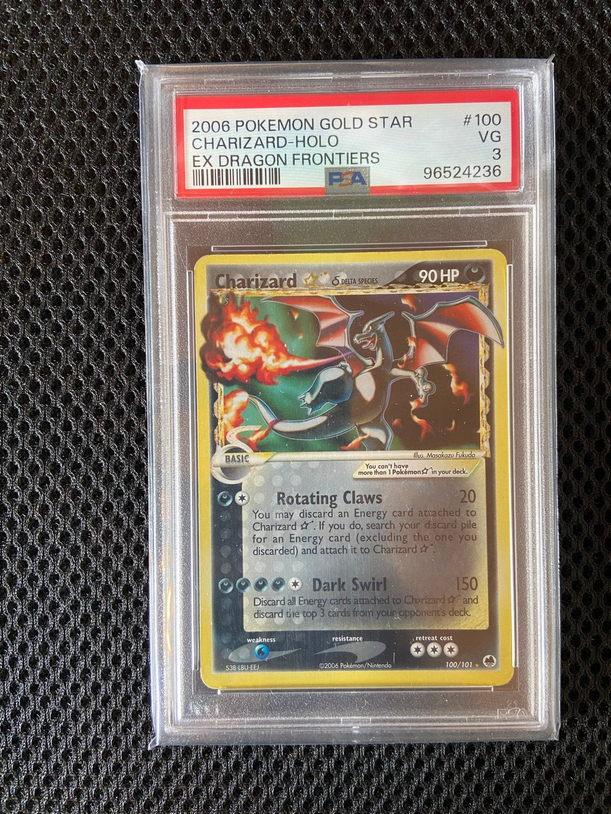 Charizard Gold Star 100/101 Pokémon Dragon Frontiers PSA 3, Ophalen of Verzenden, Gebruikt, Losse kaart