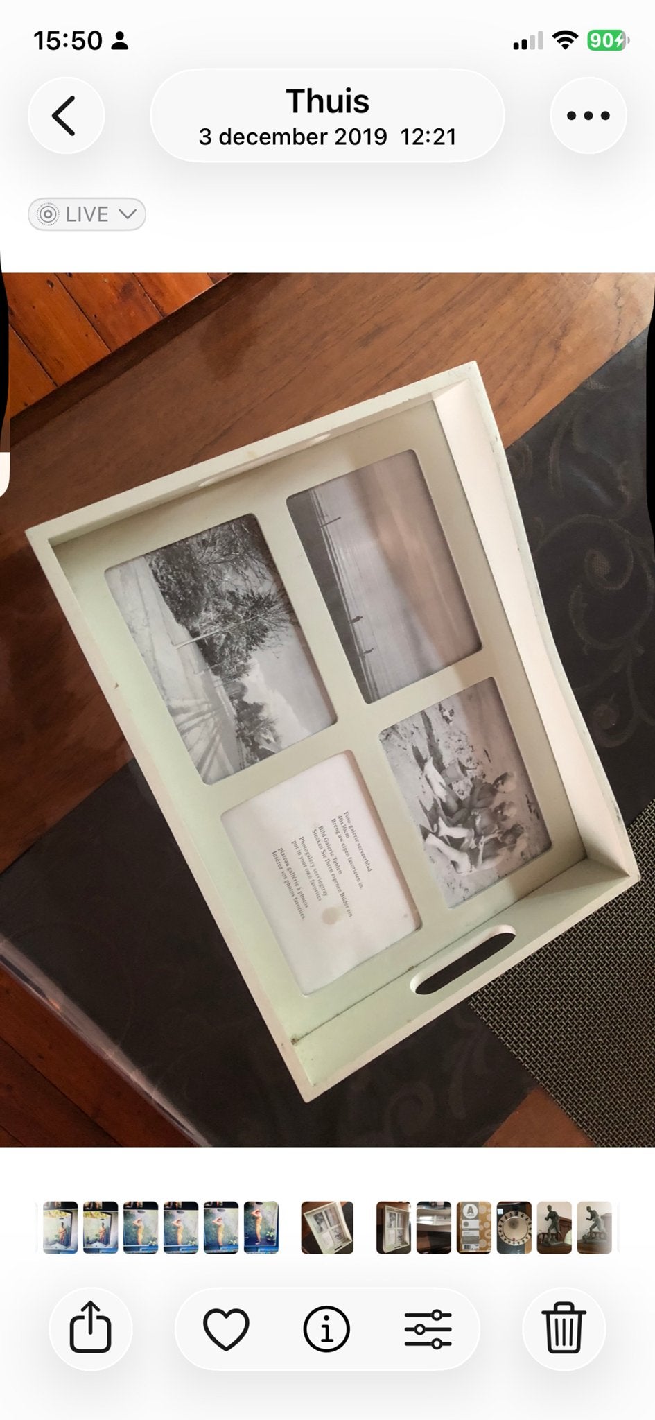Decoratieve Dienblad met Fotolijsten, Ophalen of Verzenden, Gebruikt, Hout