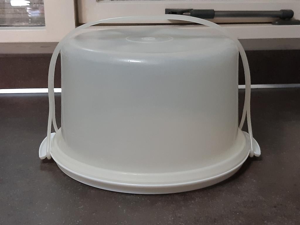 Tupperware vintage taartdoos rond extra hoog 17 cm, Ophalen of Verzenden, Schaal