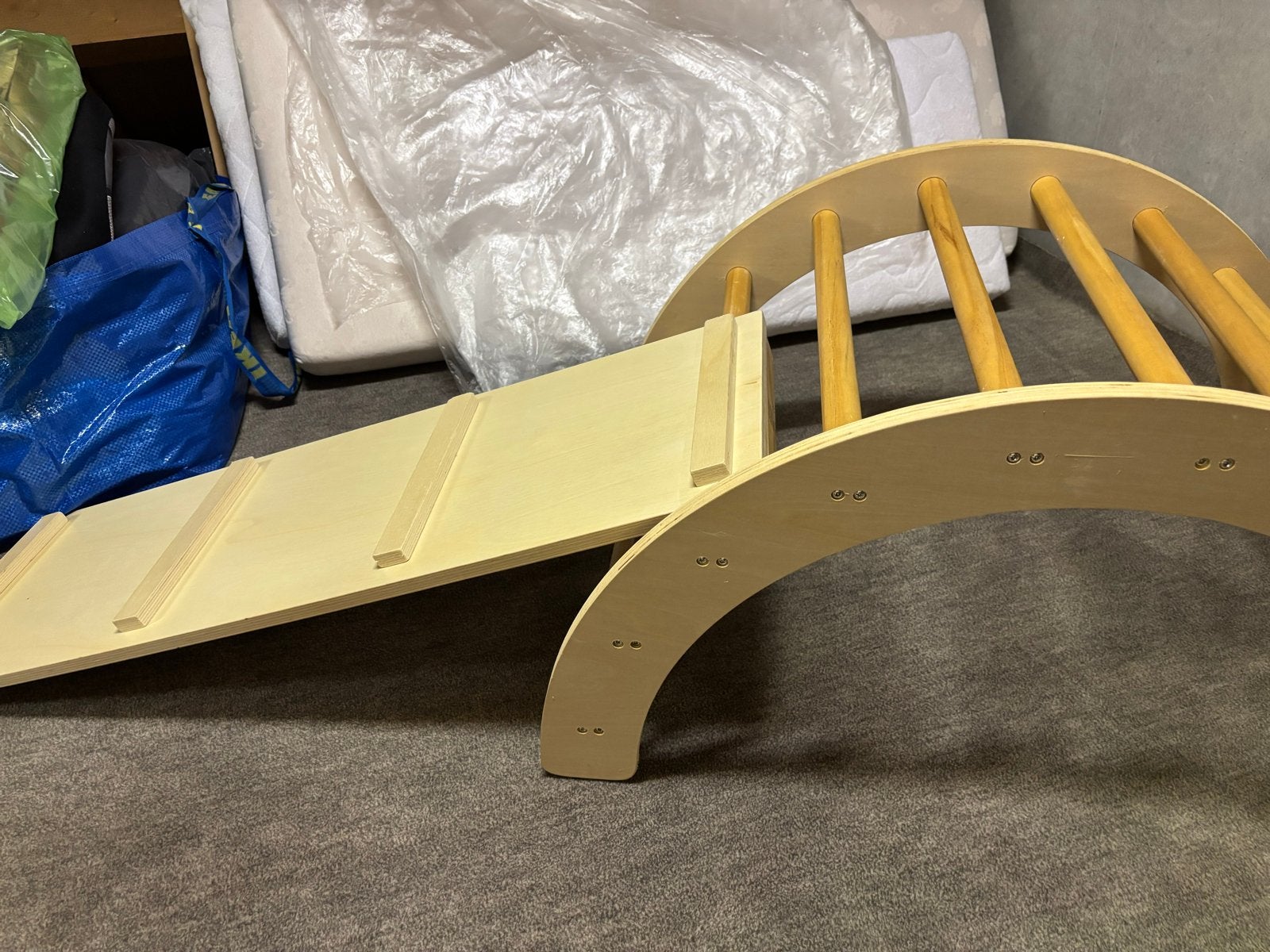 Houten speelboog met glijbaan/klimplank, Ophalen, Gebruikt, Glijbaan