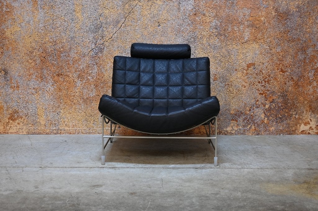 ZGANieuw zwart leren Leolux Volare design fauteuil, Leolux, Leolux, 75 tot 100 cm, Ophalen of Verzenden