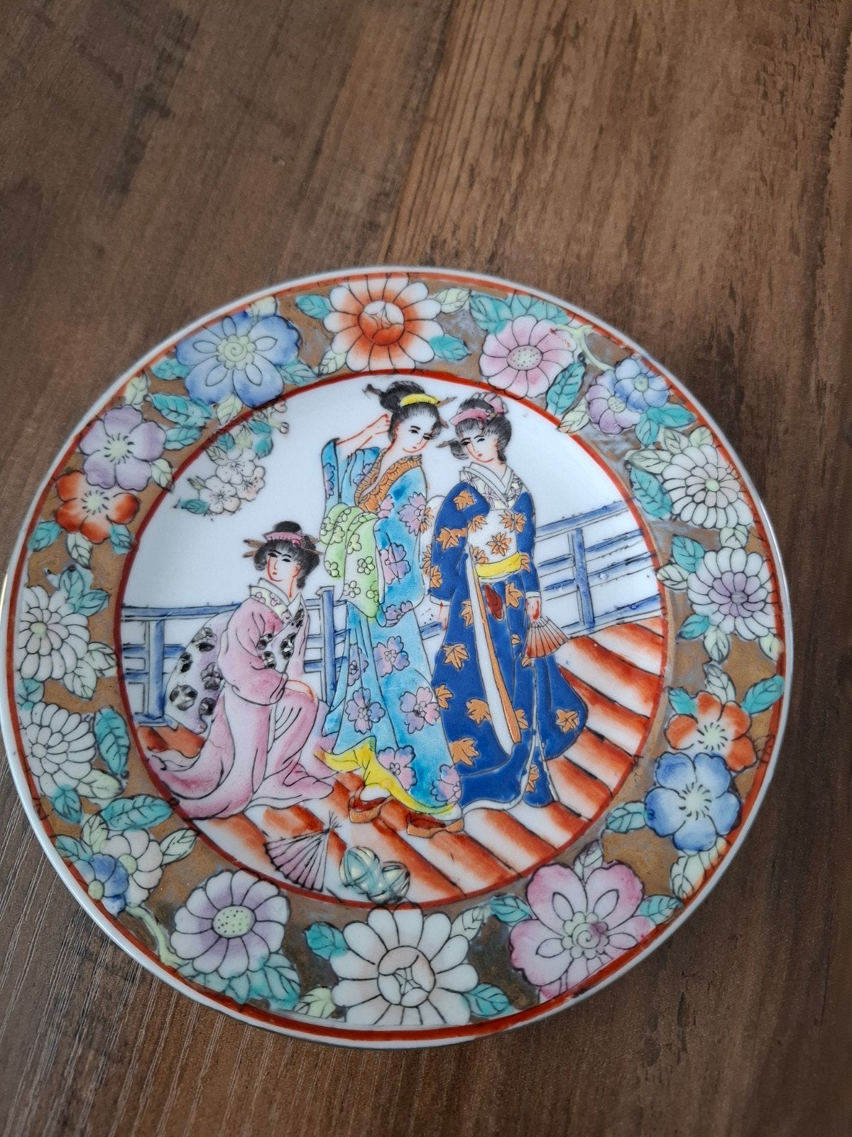 Decoratief Japans bordje met Geisha's en bloemen, Ophalen of Verzenden