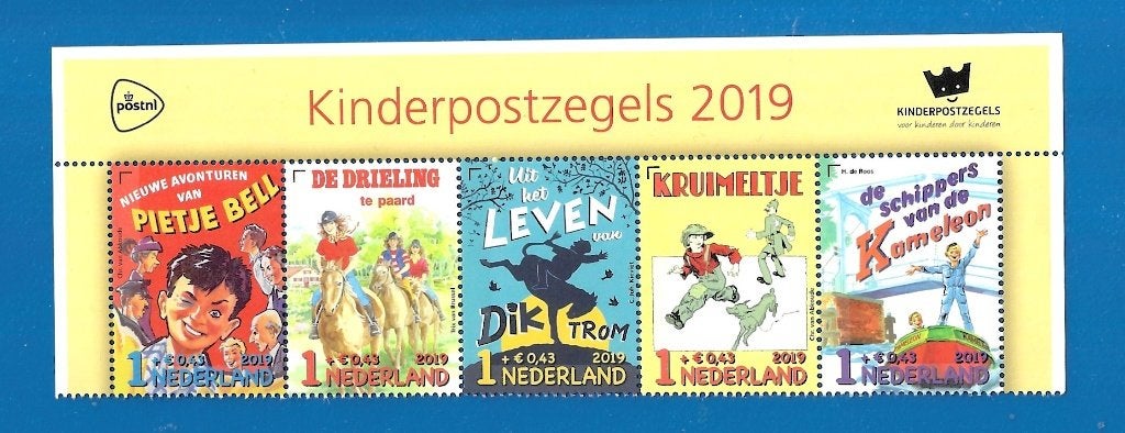 NVPH 3786 - 3790 Bovenste strook Kinderpostzegels 2019, Verzenden, Na 1940, Postfris