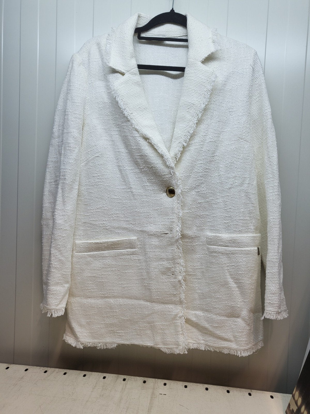 Witte blazer met franjes - Anna, Kleding | Dames, Jassen | Zomer, Maat 38/40 (M), Anna, Wit, Ophalen of Verzenden