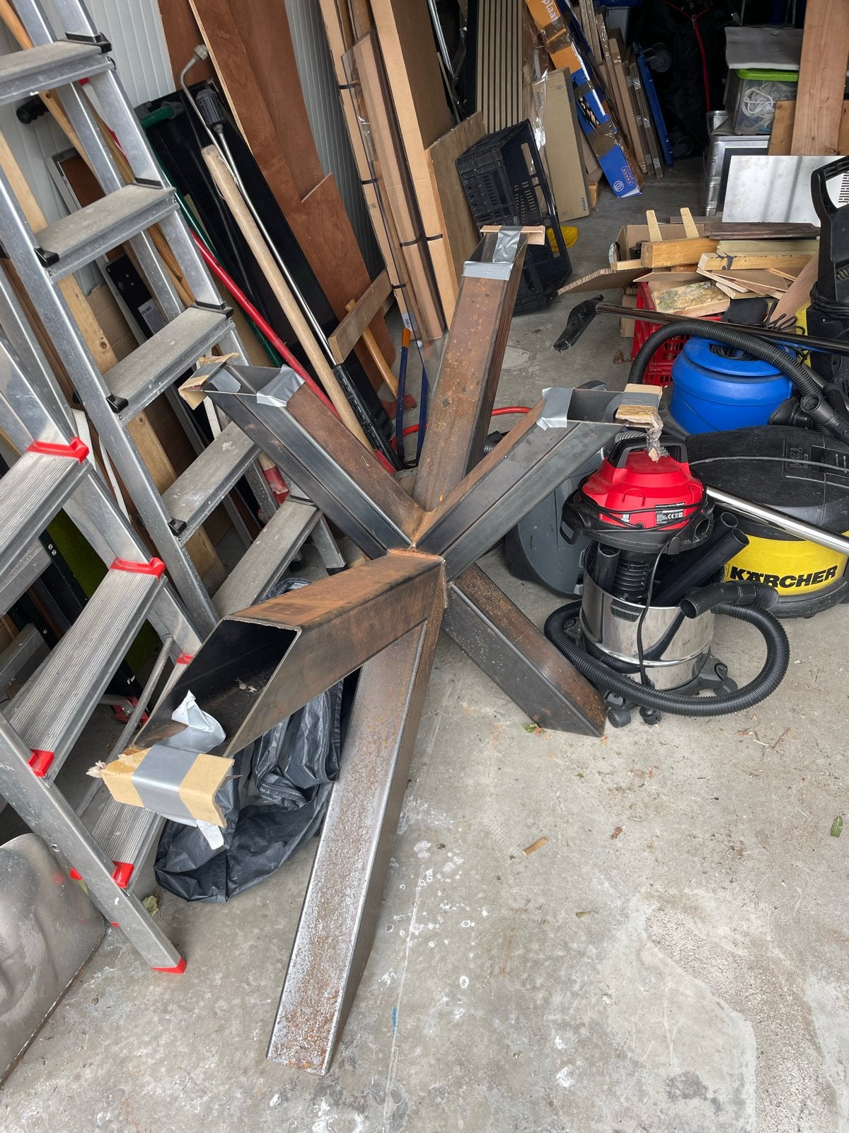 Stalen onderstel voor tafel - Robuust en industrieel, Ophalen, Tafelpoot, Gebruikt, 100 tot 150 cm