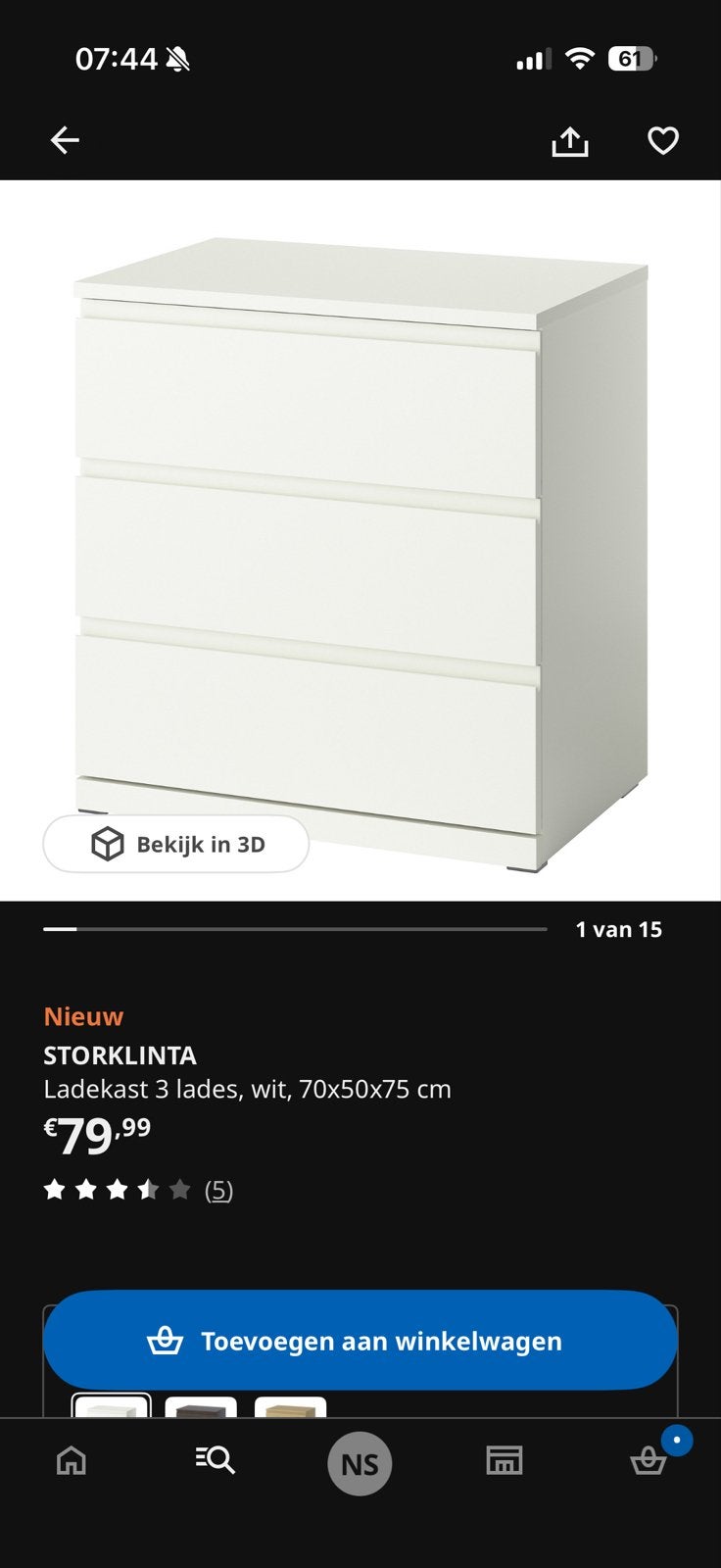 2x IKEA Malm ladekast - wit, Huis en Inrichting, 3 of 4 laden, Ophalen, Gebruikt, 25 tot 50 cm