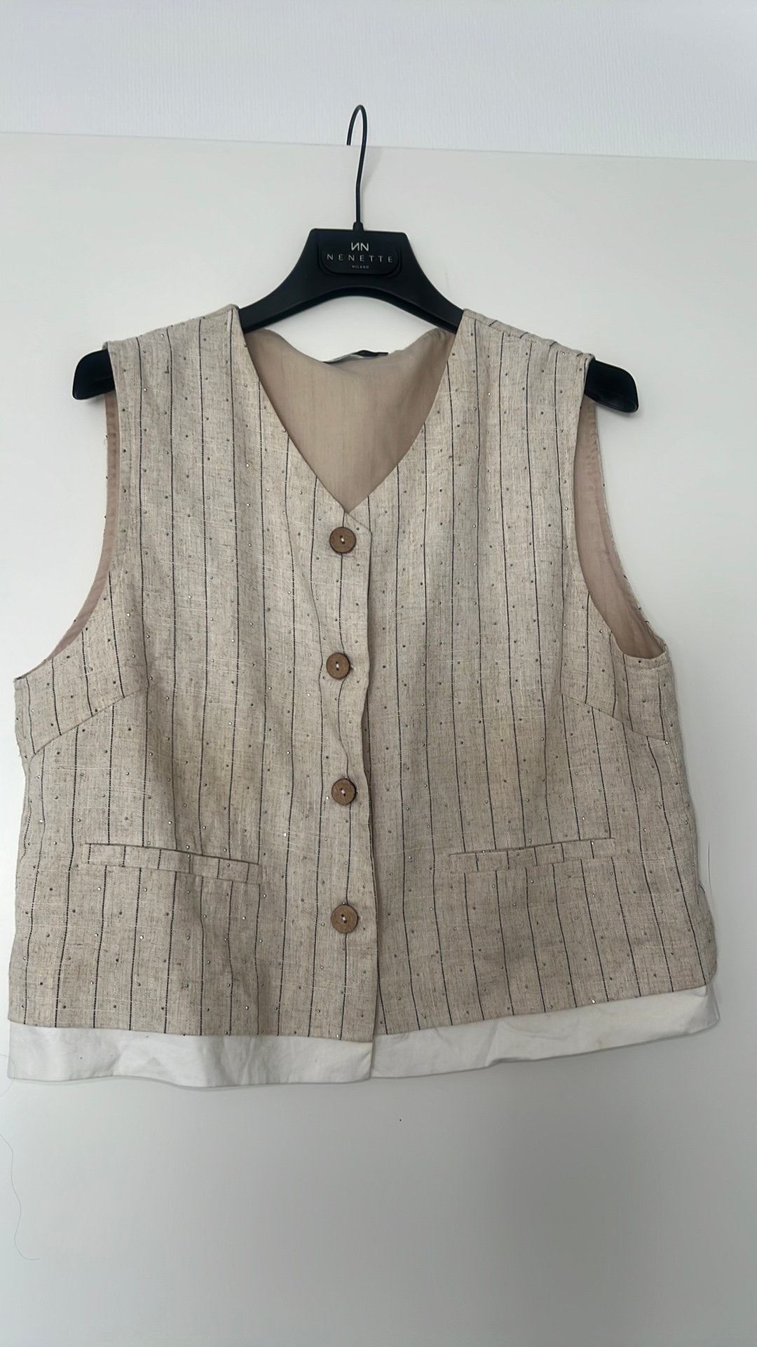 Linnen gilet steentjes M, Ophalen of Verzenden, Zo goed als nieuw