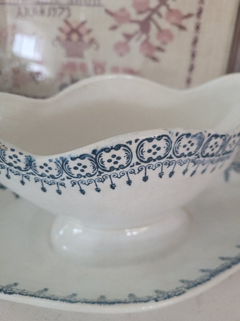 Antieke Franse sauciere, sauskom St Amand foto 1 t/m 6, Antiek en Kunst, Ophalen of Verzenden