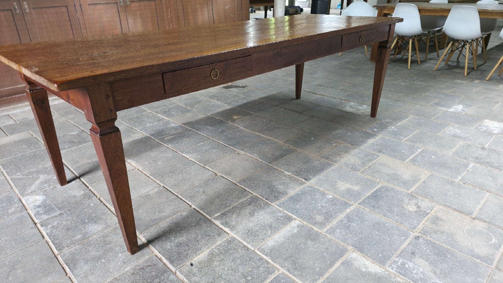 Antieke boerentafel 250 cm lang mooi karaktervol blad, Huis en Inrichting, Tafels | Eettafels, Gebruikt, 200 cm of meer, Mb, Nb