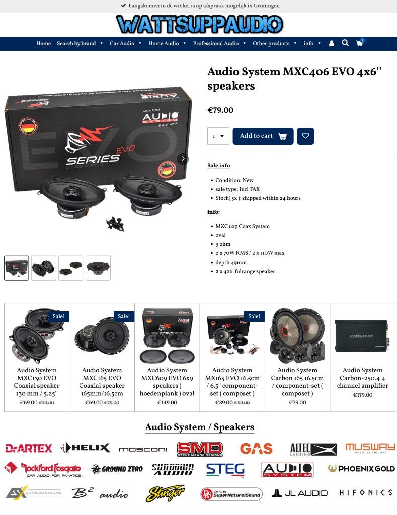 Audio System MXC406 EVO 4x6'' Speakers / Luidsprekers 70WRMS, Info@optimount.nl, Nieuw, Ophalen of Verzenden, Anholtseweg 48A 7091 HB DINXPERLO