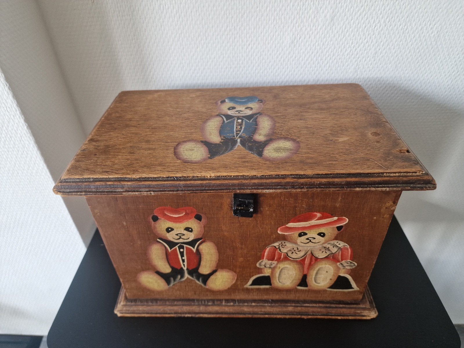 Vintage Houten Speelgoedkist met Teddybeer Decoratie, Ophalen of Verzenden