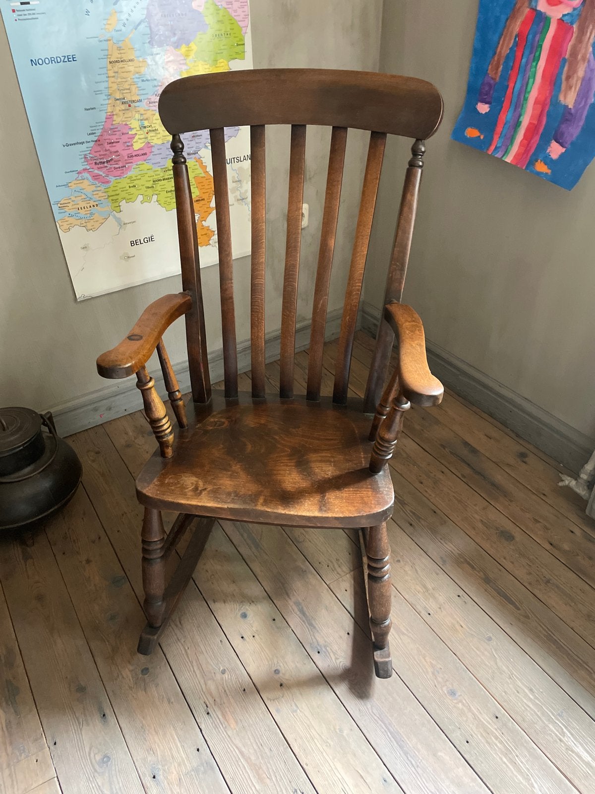 Antieke houten schommelstoel, Ophalen of Verzenden