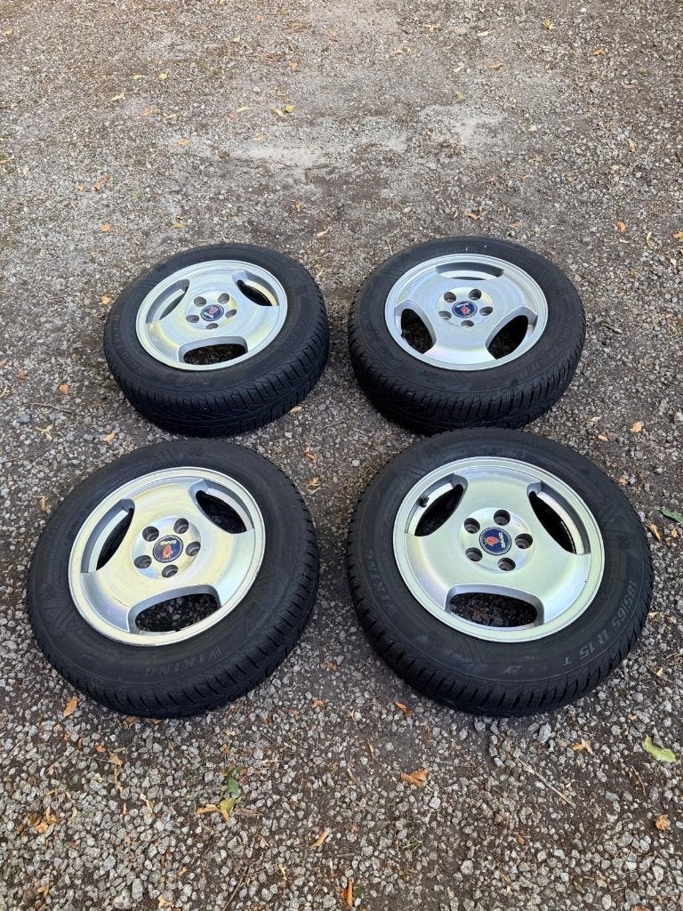 Set Saab 15-inch-3-spaaks lichtmetalen velgen, Auto-onderdelen, Banden en Velgen, Ophalen, Gebruikt, 15 inch, Velg(en)