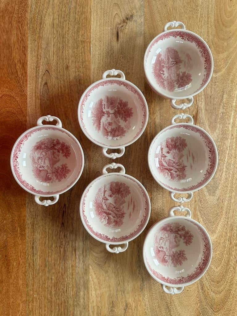 Villeroy & Boch Burgenland rode soepkommen set van 6, Ophalen of Verzenden